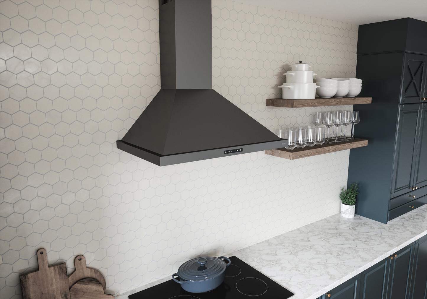 Ombra Chimney Hood 30" LED ACT