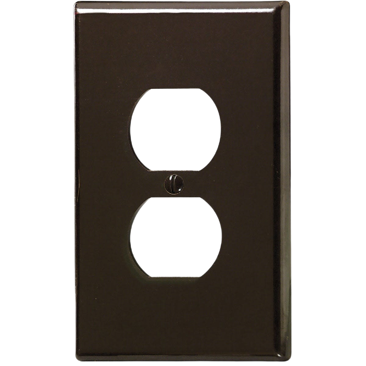 Brown smooth plastic oversized outlet wall plate with one-gang opening for home improvement projects