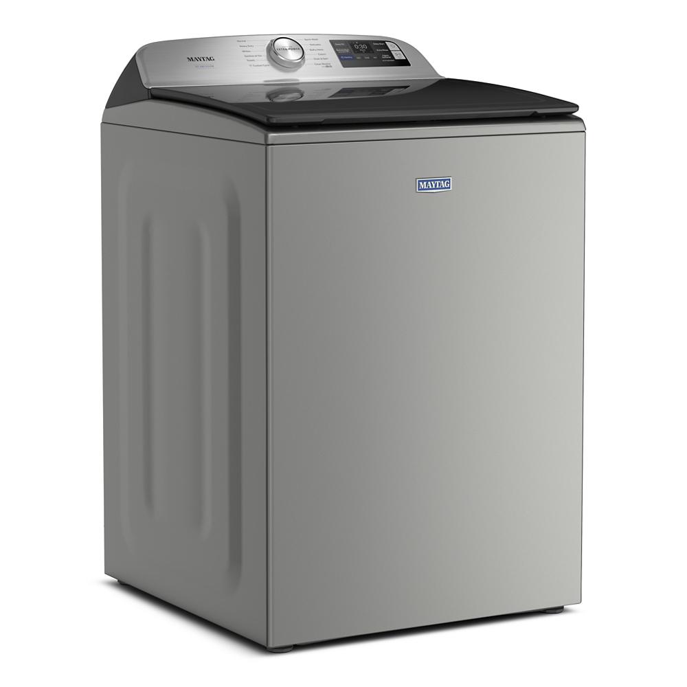 Silver top load washer with digital control panel and pet hair filter from Top Load Washers and Appliances collections