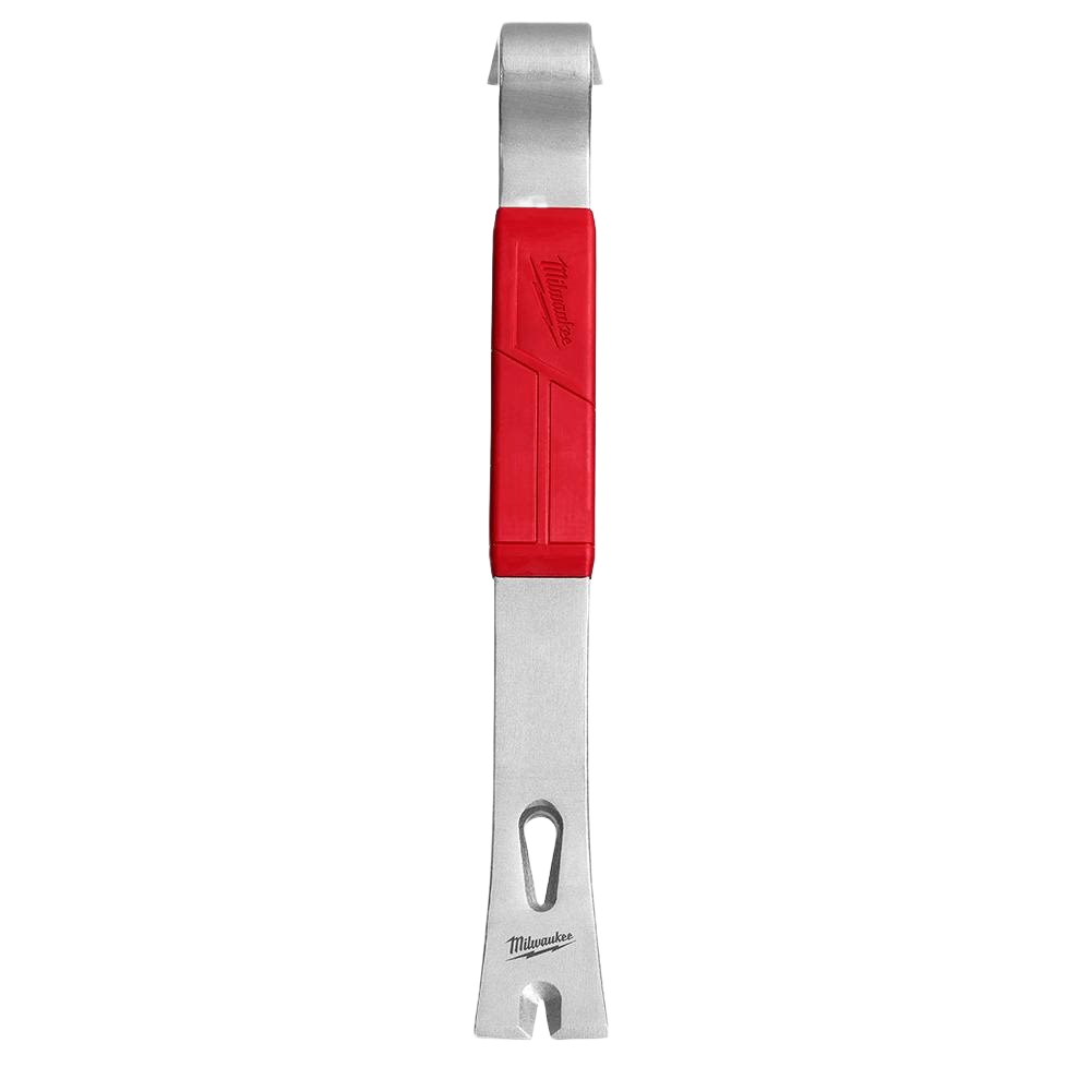 15-inch pry bar with red grip and beveled ends for leverage in home improvement and tool tasks