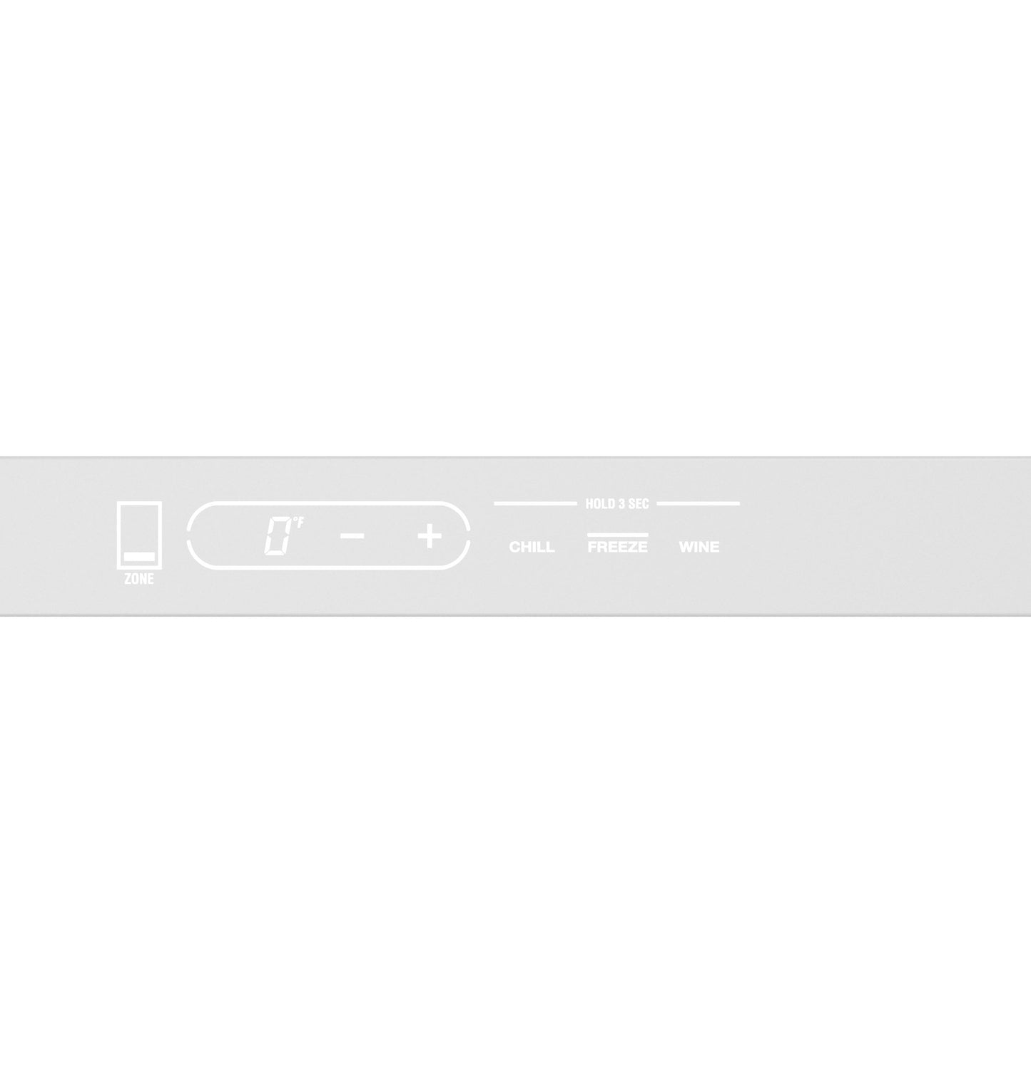 White digital control panel with touch buttons for zone selection and temperature settings in kitchen appliances collection