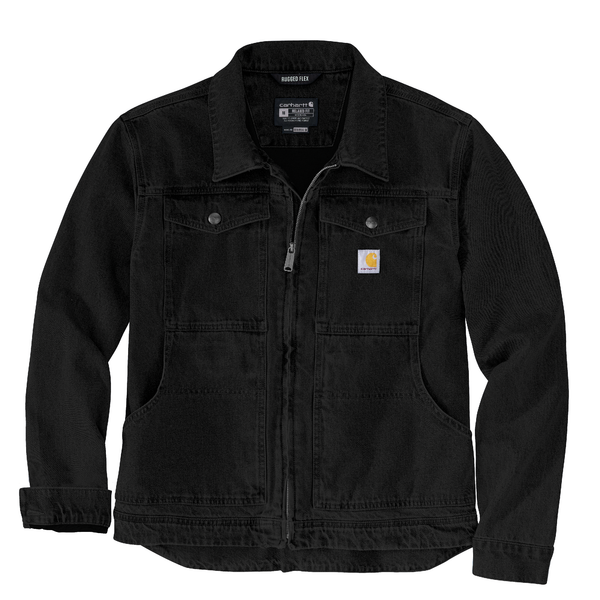 ジャケット・アウター Carhartt Rugged Flex Black Detroit Carhartt Men's Black Rugged Flex Duck Jacket - Durable Fit