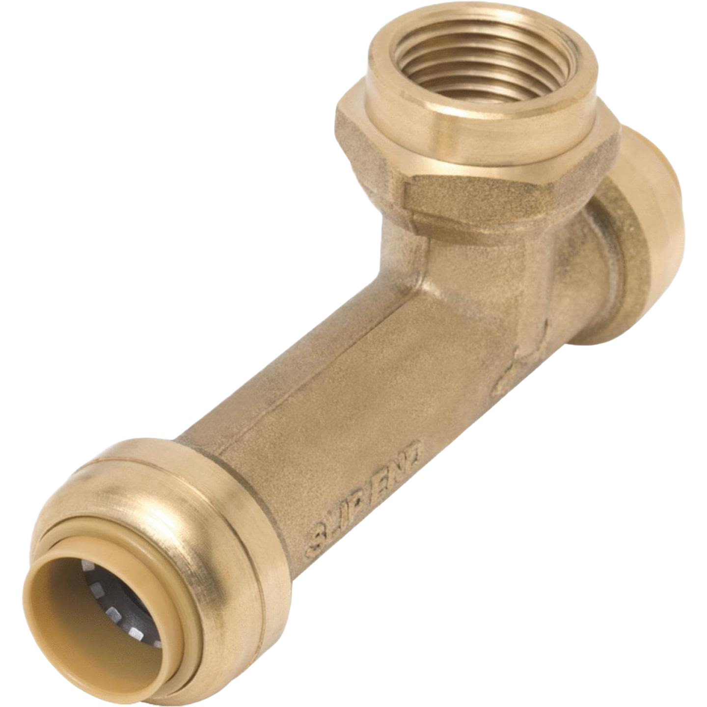 Brass push fitting center slip tee with female threaded connection for plumbing and push fittings under $50