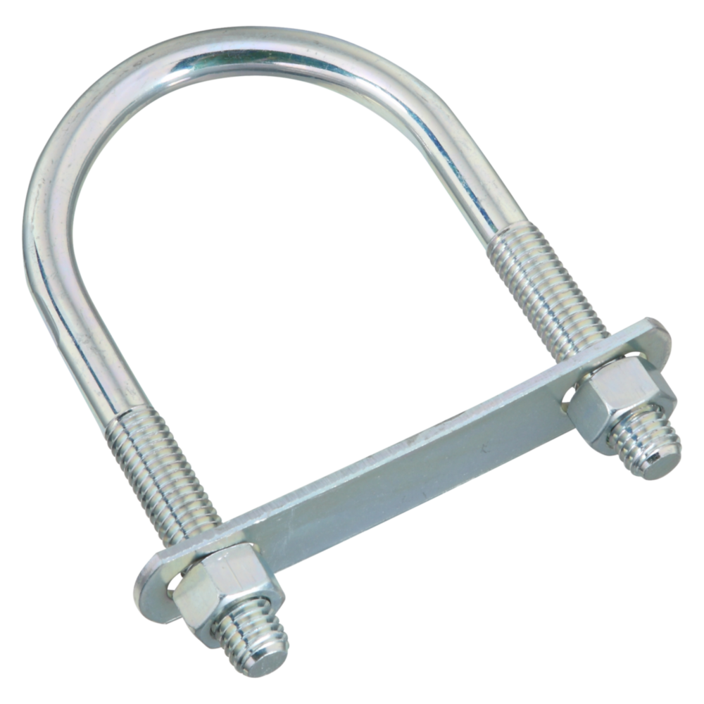 Zinc-plated U bolt with nuts and mounting plate for fastening in hardware, fasteners, and lumber building materials collections