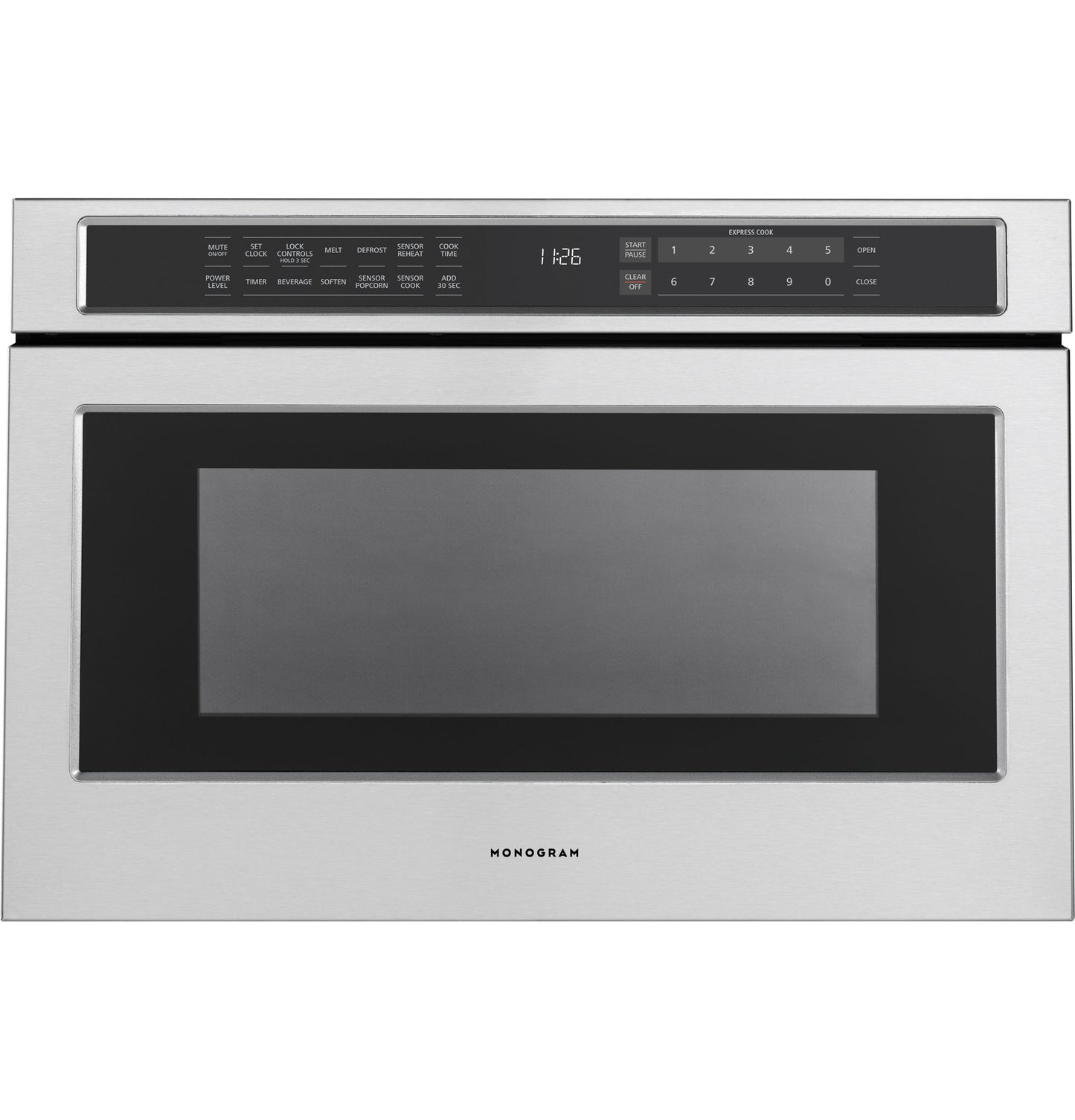 Stainless steel built-in microwave drawer with digital control panel in kitchen appliances and microwave drawers collection