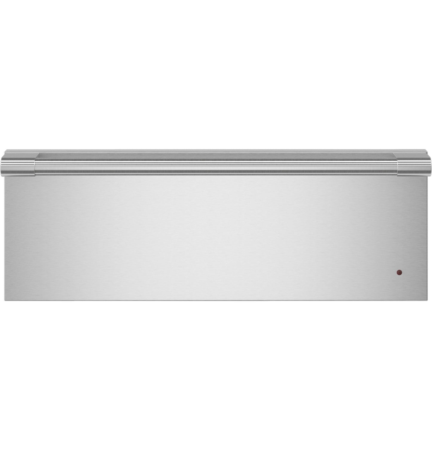 Front view of a stainless steel warming drawer from kitchen appliances and wall ovens collection