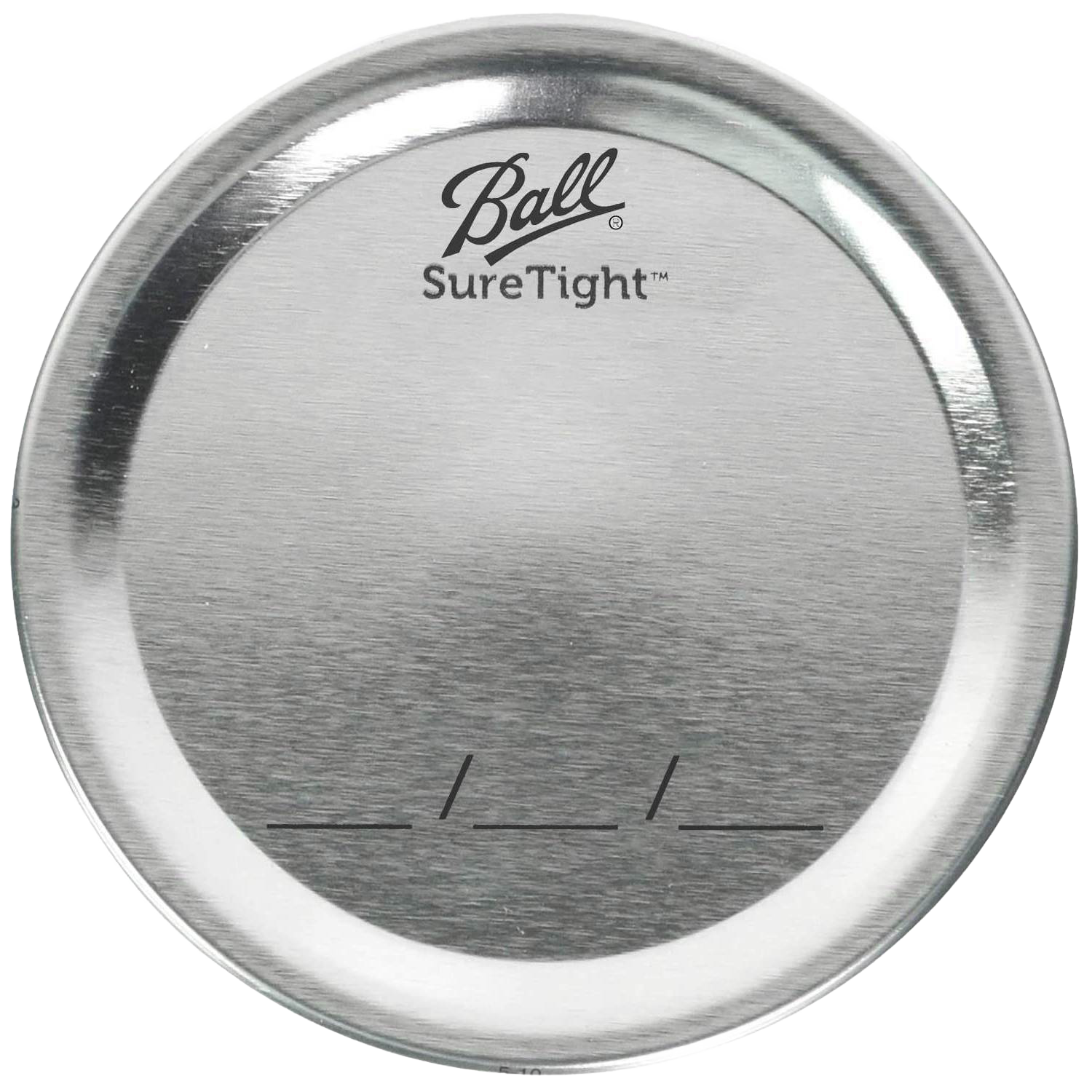 Metal canning lid with Ball SureTight logo and date marking lines for Kitchenware collection under $25