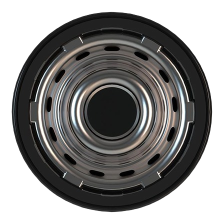 Top-down view of a black and silver engine oil filter designed for machinery and tools in home improvement projects