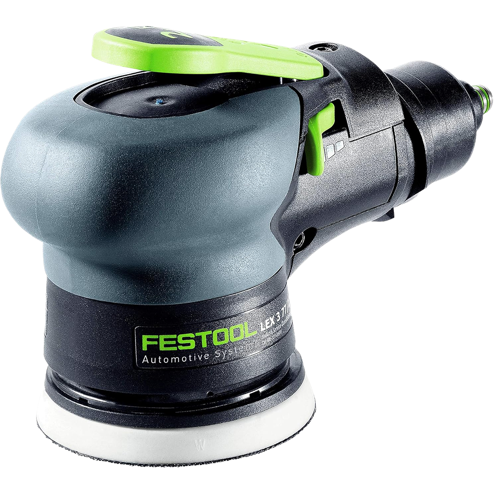 Compact Festool compressed air eccentric sander with ergonomic grip for precision sanding in power tools and home improvement tasks