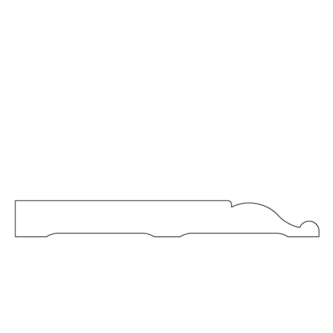 Profile outline of a decorative poplar wood base molding for tools and home improvement use