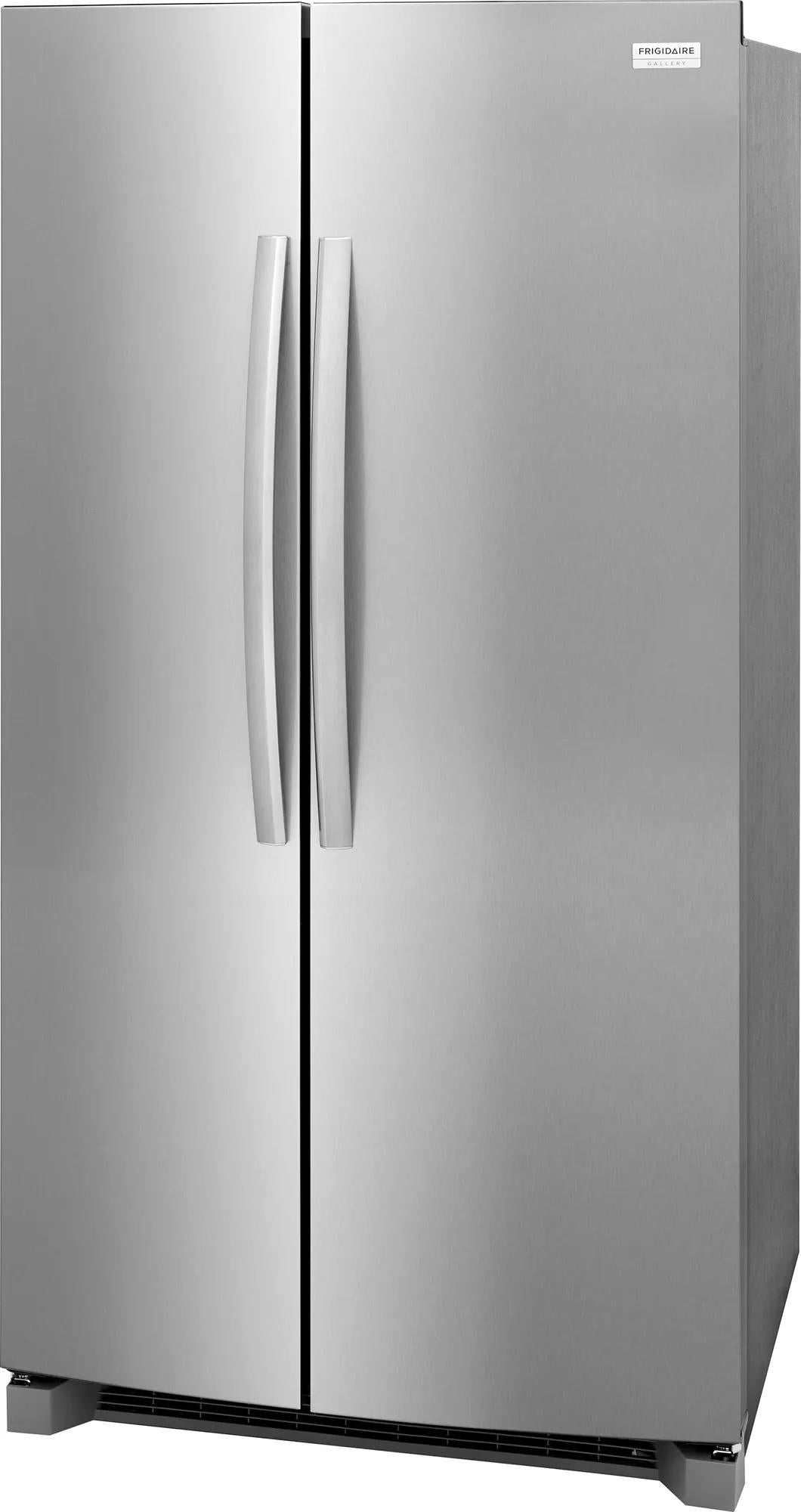 Stainless steel side-by-side refrigerator with minimalist handles and smooth exterior from Refrigerators collection