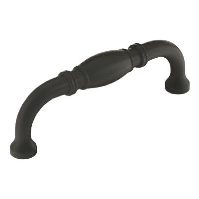 Matte black cabinet pull with lathe-turned design for furniture hardware and home improvement projects
