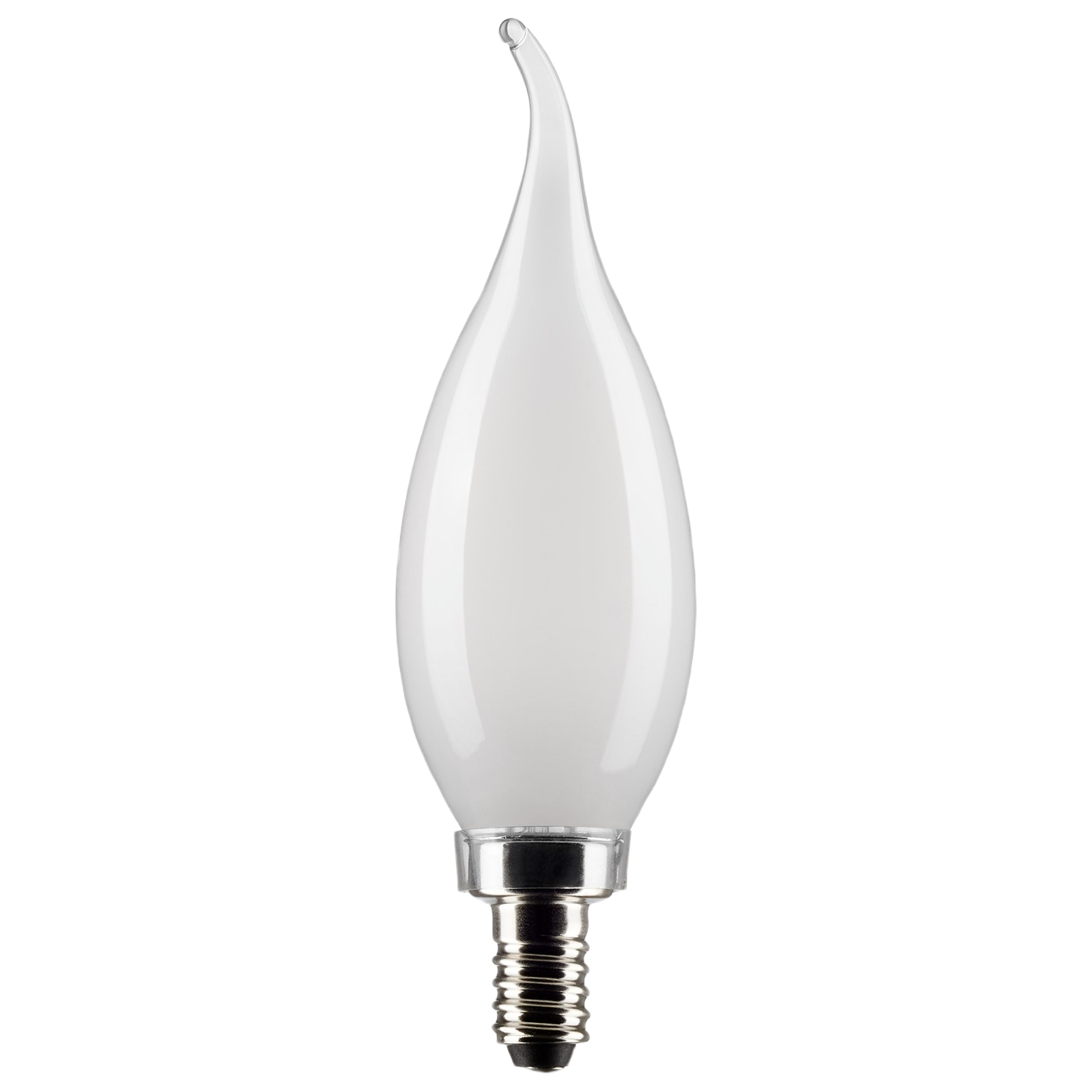 Frosted flame-shaped decorative LED bulb with small screw base for home improvement lighting applications