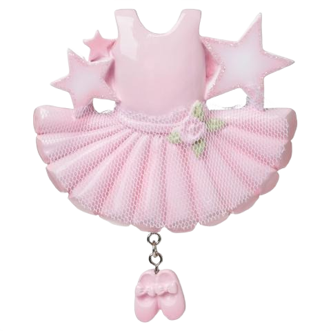 Pink tutu ornament with tulle skirt, floral detail, and dangling ballet shoes for Christmas Ornaments & Tree Decorations under $50 collection
