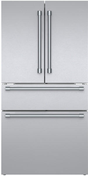 Thermador freestanding French door refrigerator with bottom mount freezer in professional stainless steel finish