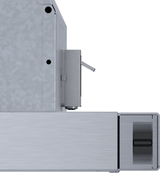 Side view of stainless steel pull-out ventilation hood with adjustable control lever from Bosch range hoods at Hartville Hardware