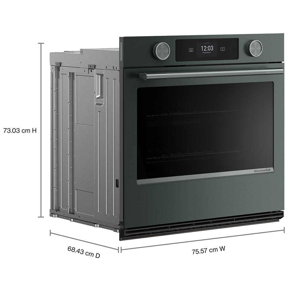 30-inch juniper smart electric single wall oven with digital display, knobs, and stainless steel accents from KitchenAid appliances collection
