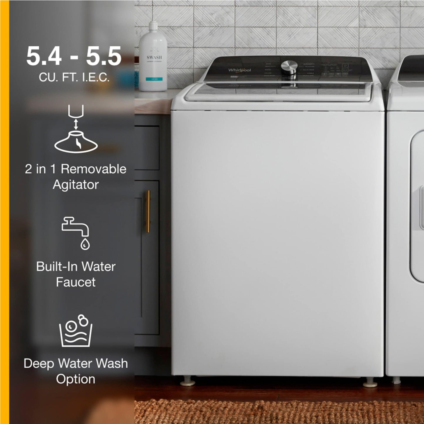 4.7-4.8 Cu. Ft. Top Load Washer with 2 in 1 Removable Agitator