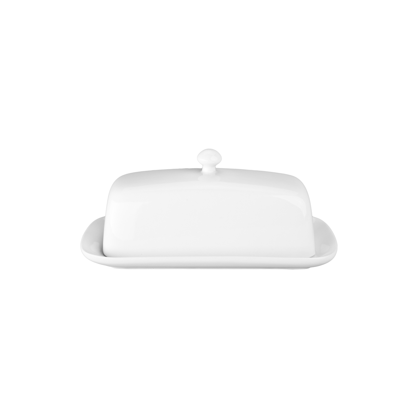 White ceramic butter dish with knob lid for kitchen storage and food organization under $50 collection