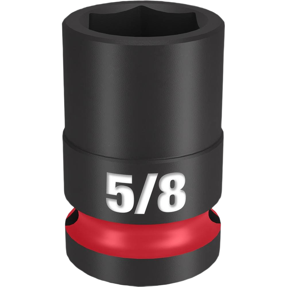 Black 5/8 inch 6-point impact socket with red grip ring for heavy-duty hand tool applications under $50 collection