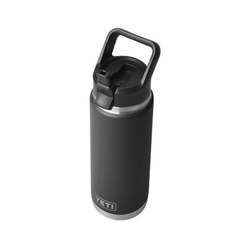 Matte black insulated stainless steel 26 oz. bottle with durable handle straw cap from Drinkware and Kitchen collections