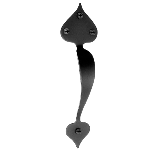 Matte black iron door pull with heart-shaped ends for home improvement and hardware collections under $50 and $100