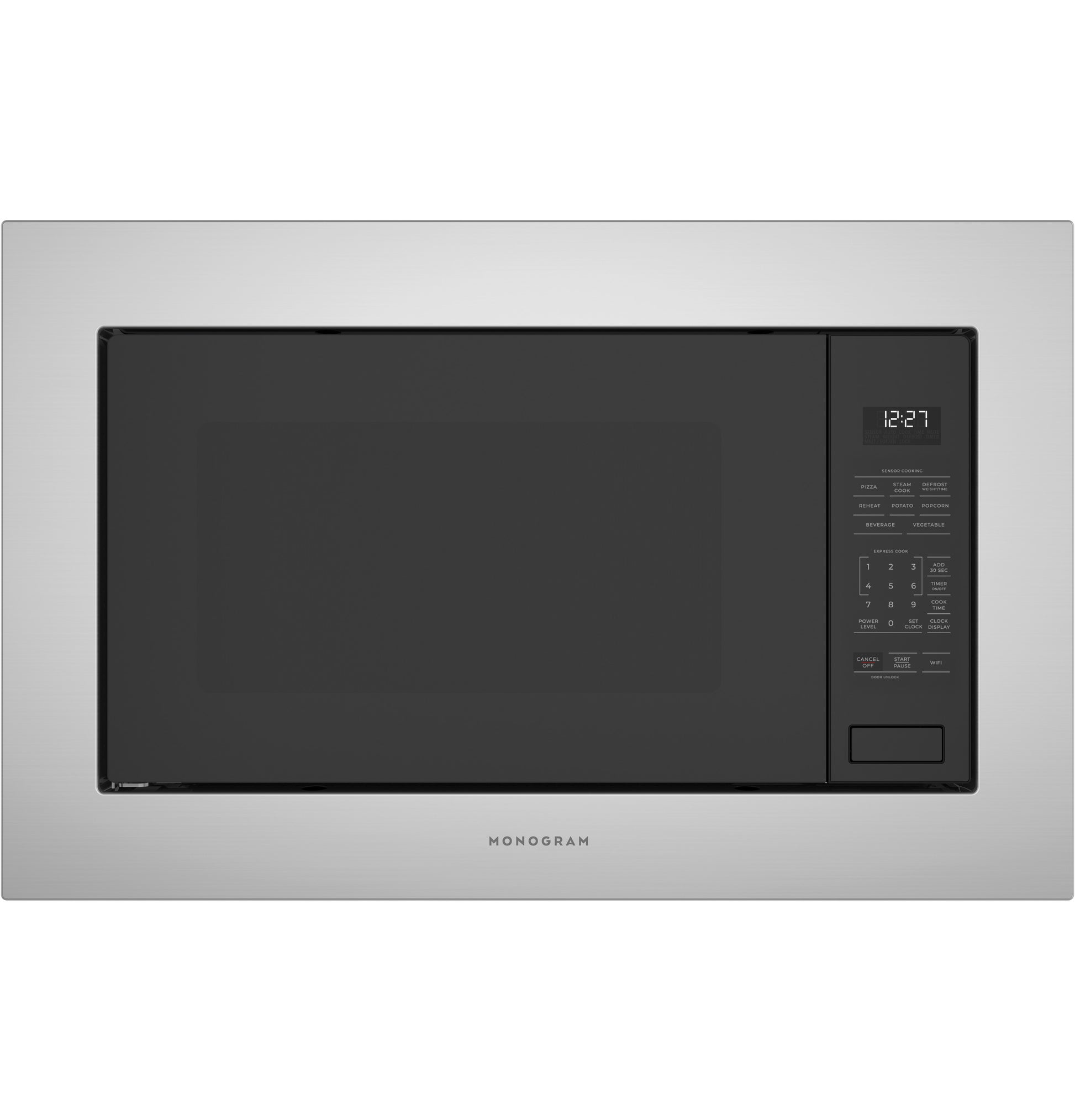 Built-in microwave with stainless steel trim and digital control panel from kitchen appliances collection