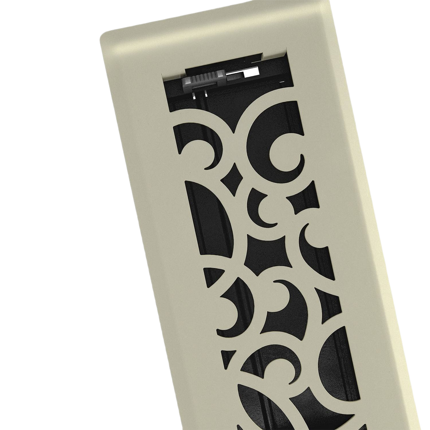 Satin nickel floor register with decorative pattern, durable steel faceplate, adjustable damper for plumbing and home improvement under $50