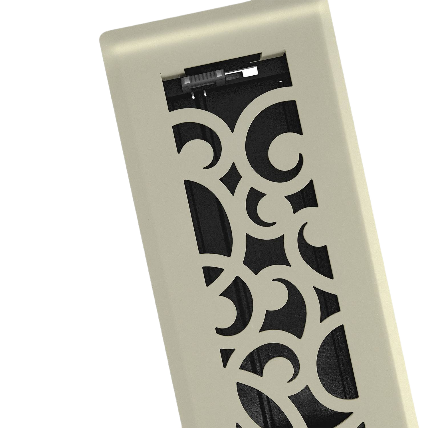 Satin nickel floor register with decorative pattern, durable steel faceplate, adjustable damper for plumbing and home improvement under $50