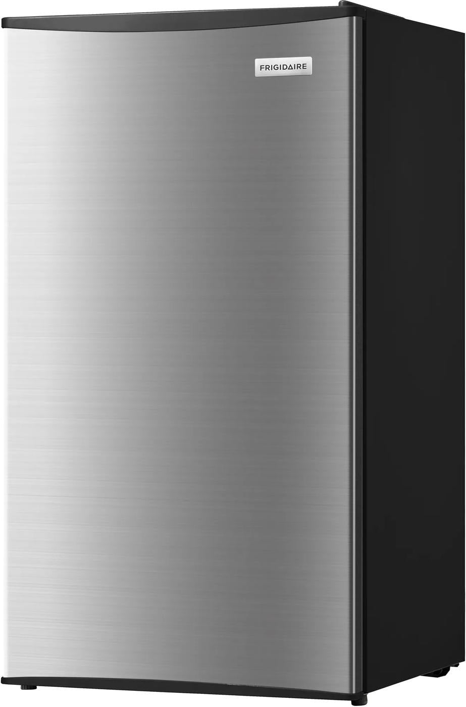 Compact refrigerator featuring a sleek stainless steel door and black sides, ideal for mini refrigerator collections and kitchen appliances.