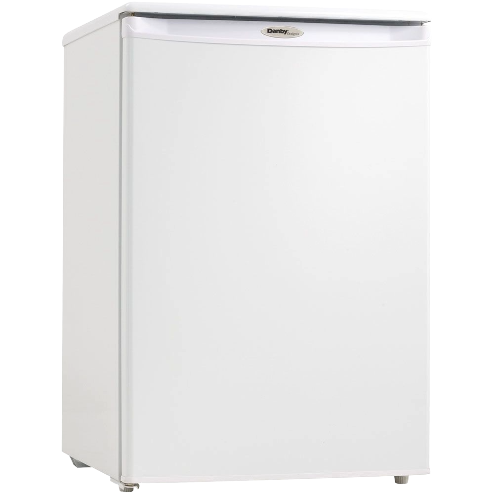 Compact white upright freezer with manual defrost and mechanical thermostat for appliances and kitchen use