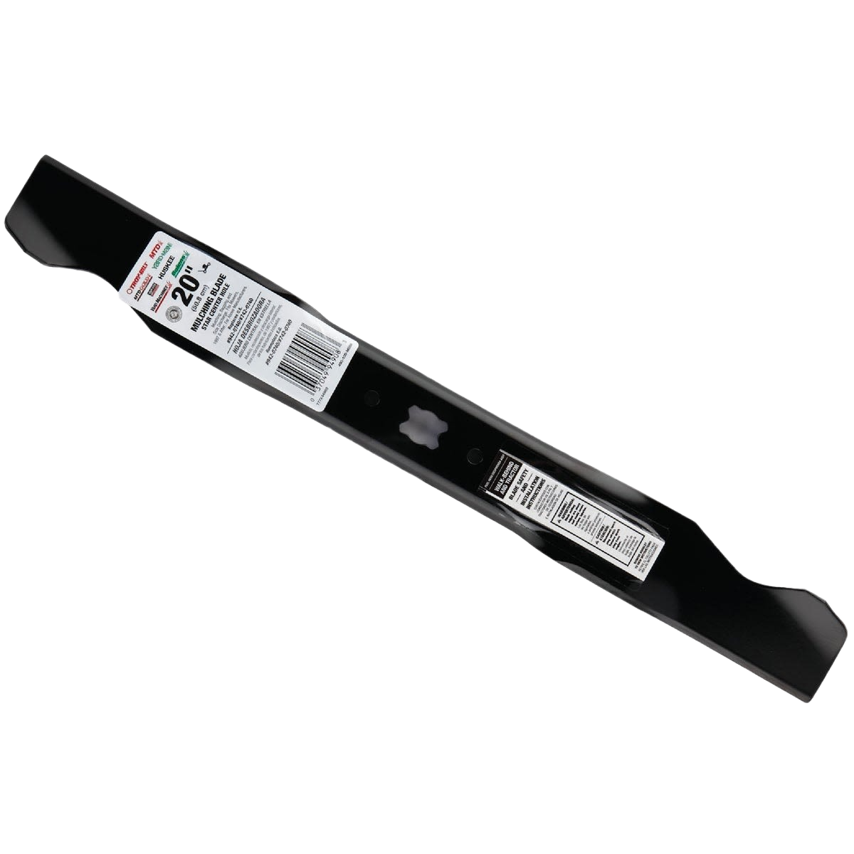 Black 20-inch mower blade with central mounting hole for walk-behind mowers in parts and tools collections under $50