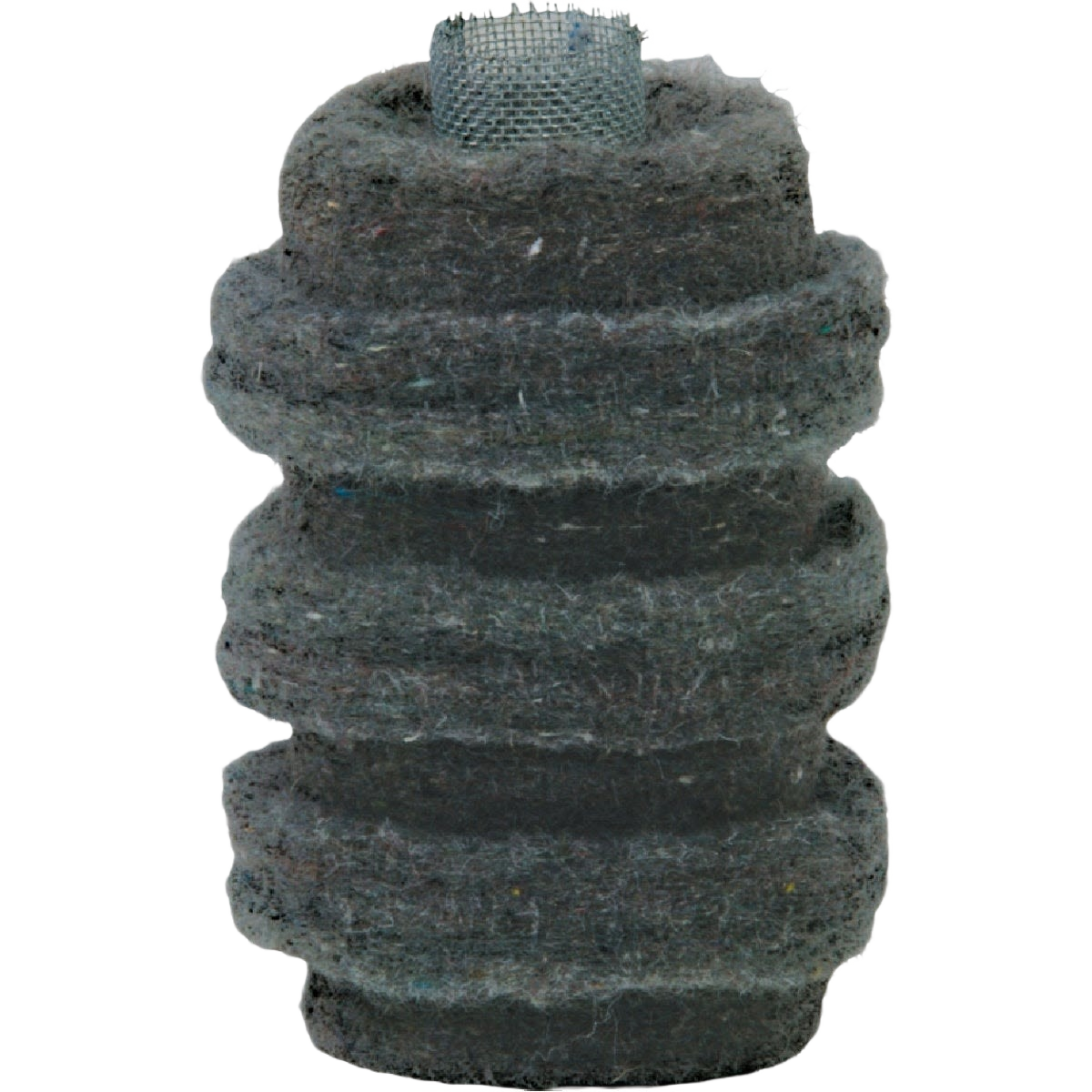 Dark cylindrical fuel oil filter cartridge with foam layers and a mesh top for automotive and plumbing use under $50