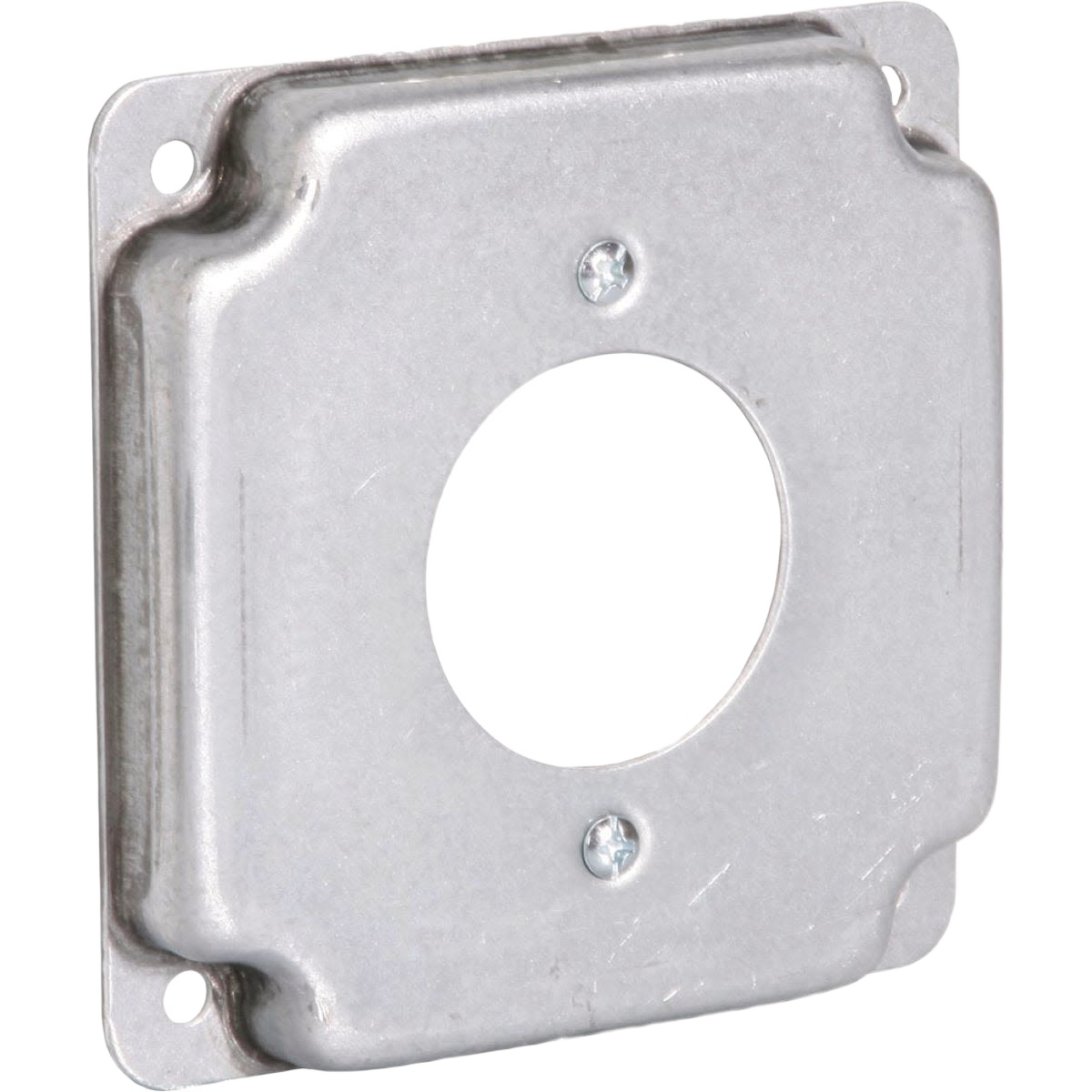 Crushed steel locking receptacle cover for 4-inch square junction boxes in electrical and home improvement collections under $50