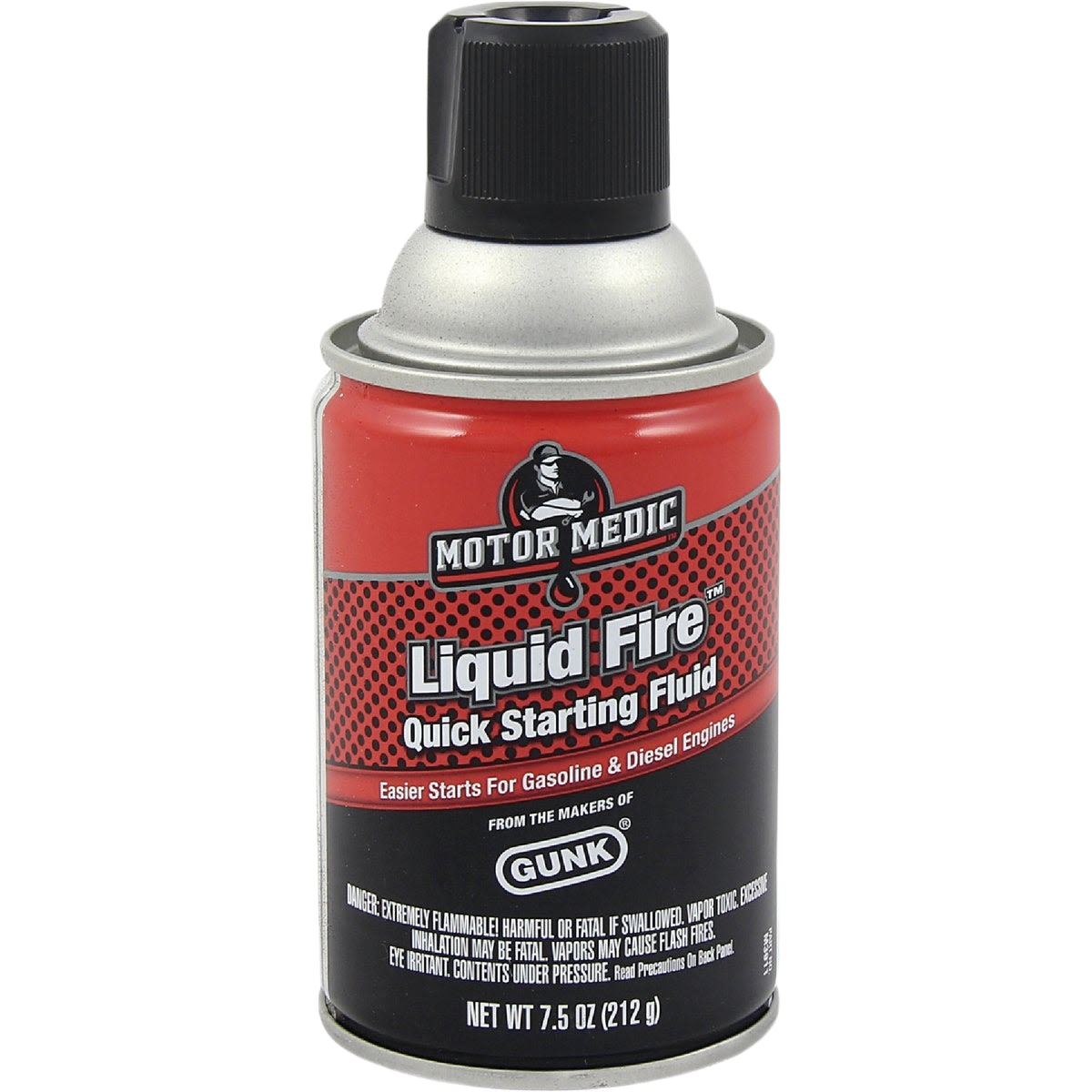 Red and black can of liquid fire starting fluid for gasoline and diesel engines in automotive supplies under $50.