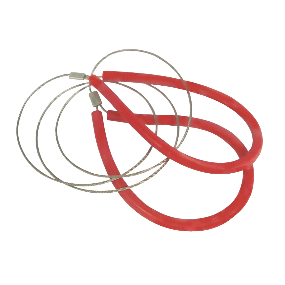 Stainless steel cable saw with red protective grip designed for efficient cutting in home improvement tasks