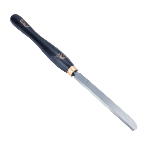Woodworking scraper with dark wood handle and sharp metal blade for smoothing bowls, part of Crown Tools collection under $100
