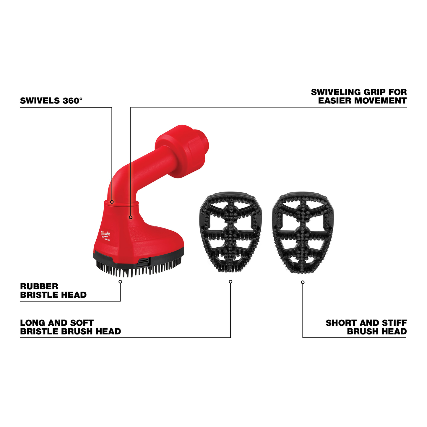 Milwaukee AIR-TIP™ Swiveling Palm Brush