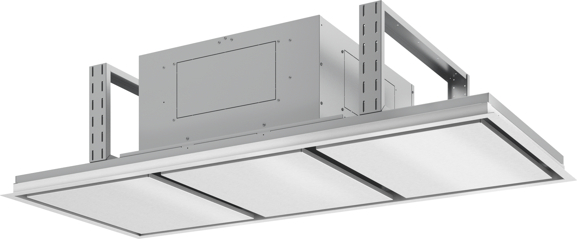 Minimalist ceiling-mounted island range hood with LED lighting and smart control from Kitchen & Kitchenware collection