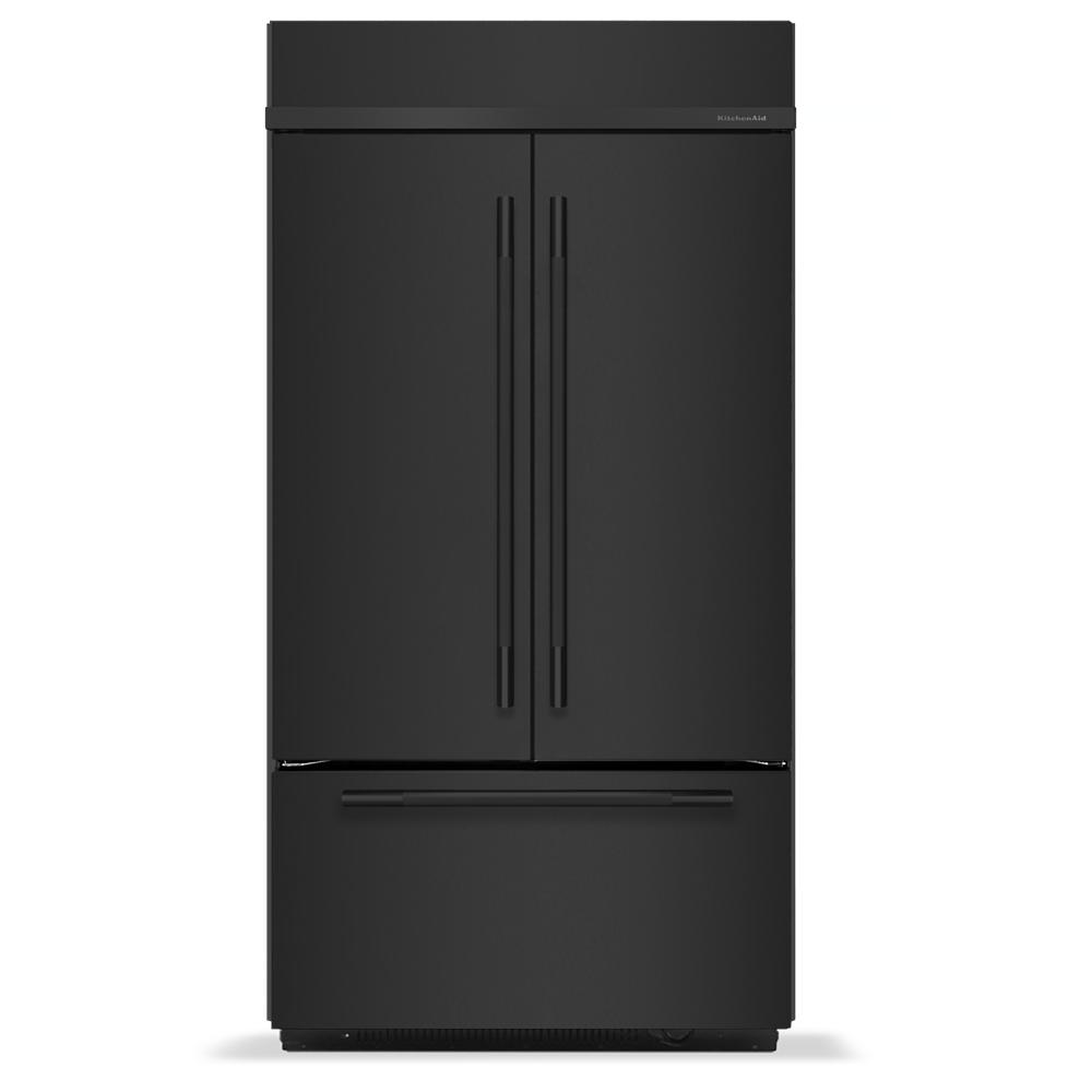 matte black built-in French door refrigerator with bottom freezer drawer in KitchenAid appliances collection