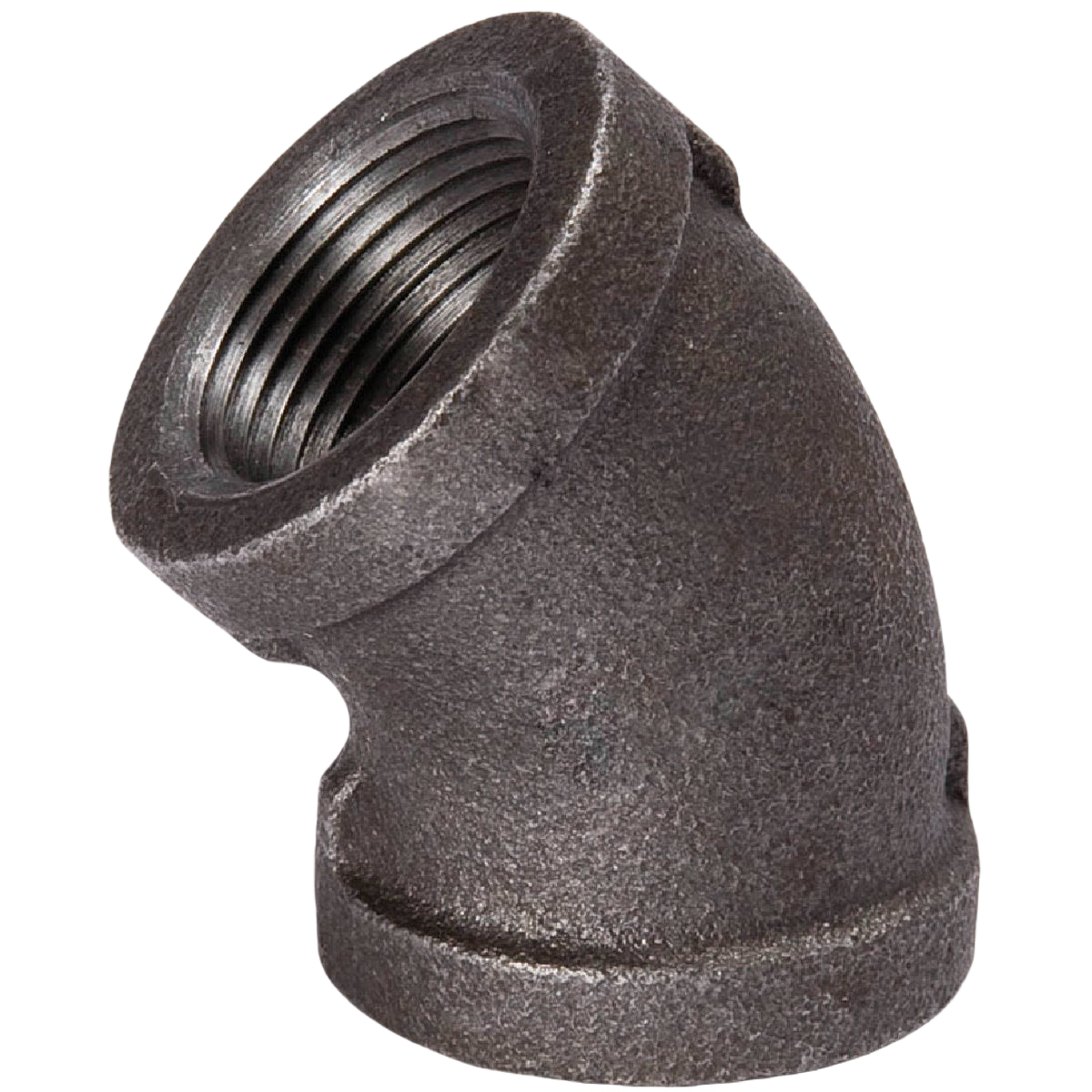 45-degree malleable black iron plumbing elbow fitting for pipes and home improvement projects under $50