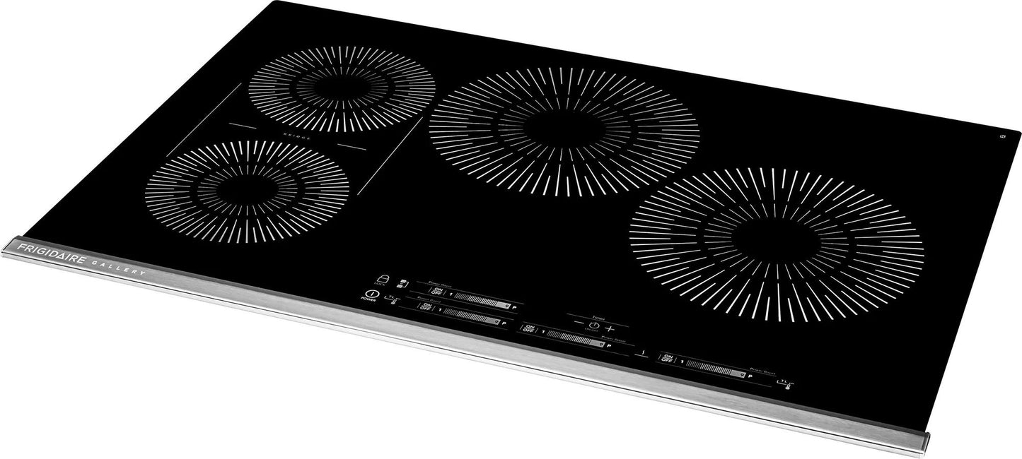 Black glass 30-inch induction cooktop with five radiant cooking elements and digital touch controls in Kitchenware collection