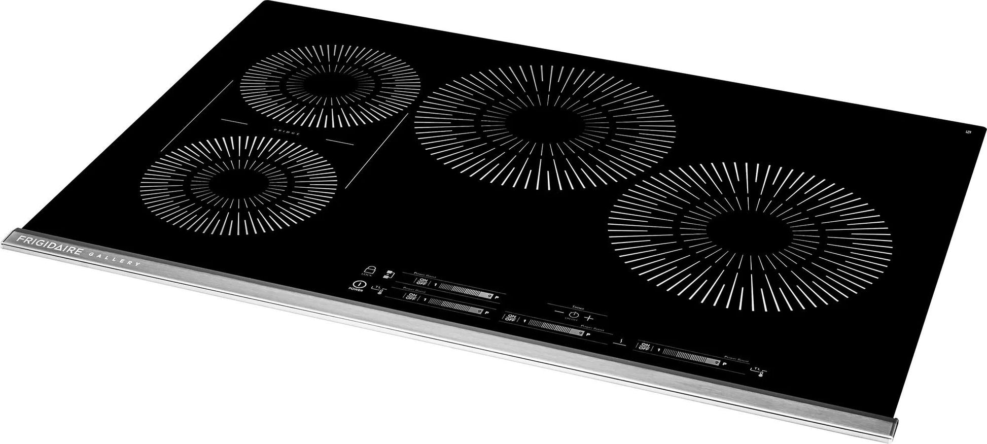 Black glass 30-inch induction cooktop with five radiant cooking elements and digital touch controls in Kitchenware collection