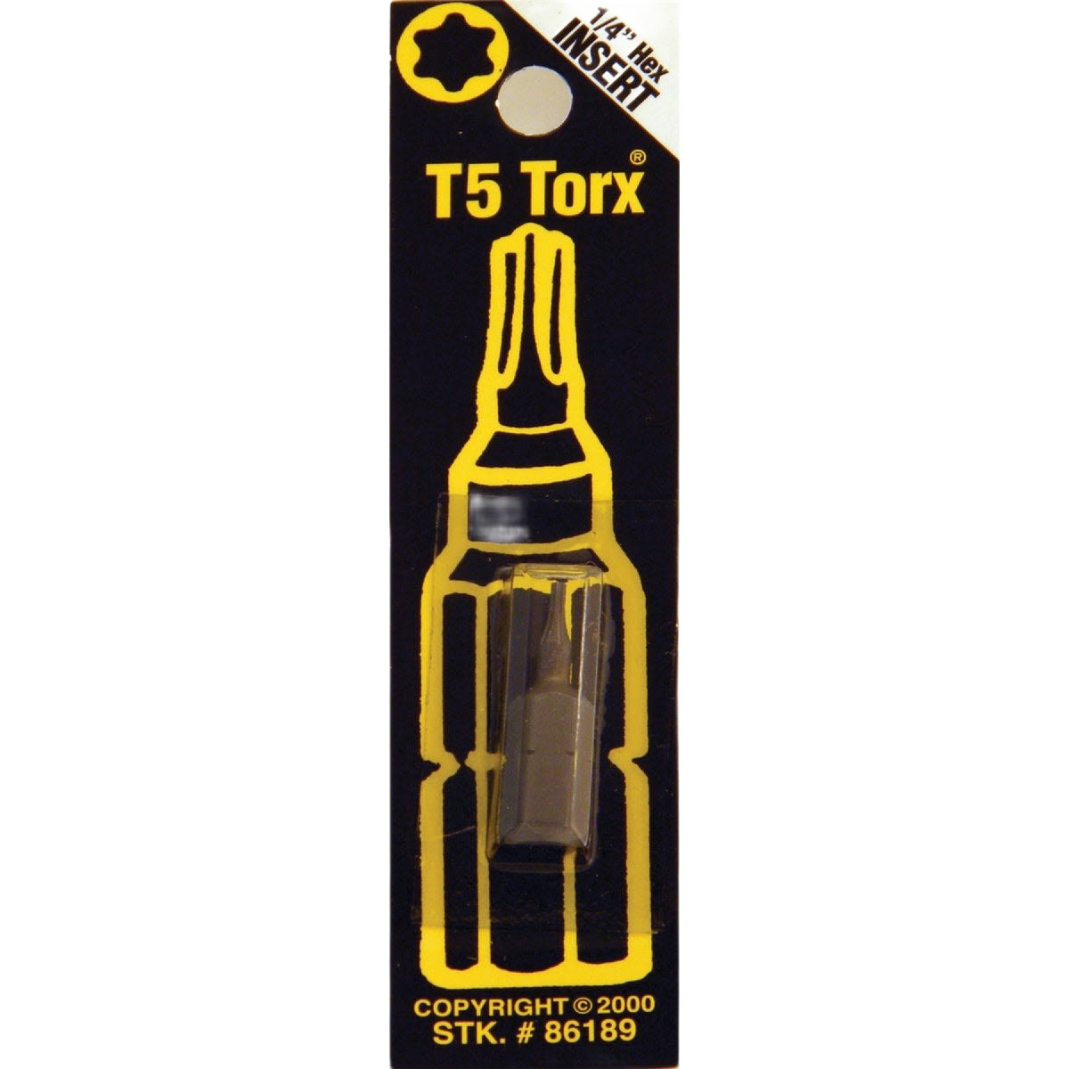T5 tamper-proof Torx bit in black and yellow packaging for tool accessories and power tool collections under $50