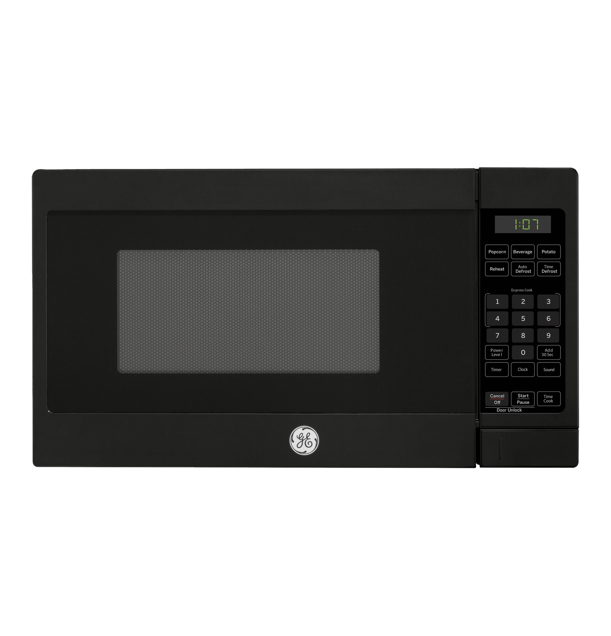 Black countertop microwave oven with digital display and keypad from kitchen and countertop microwaves collections
