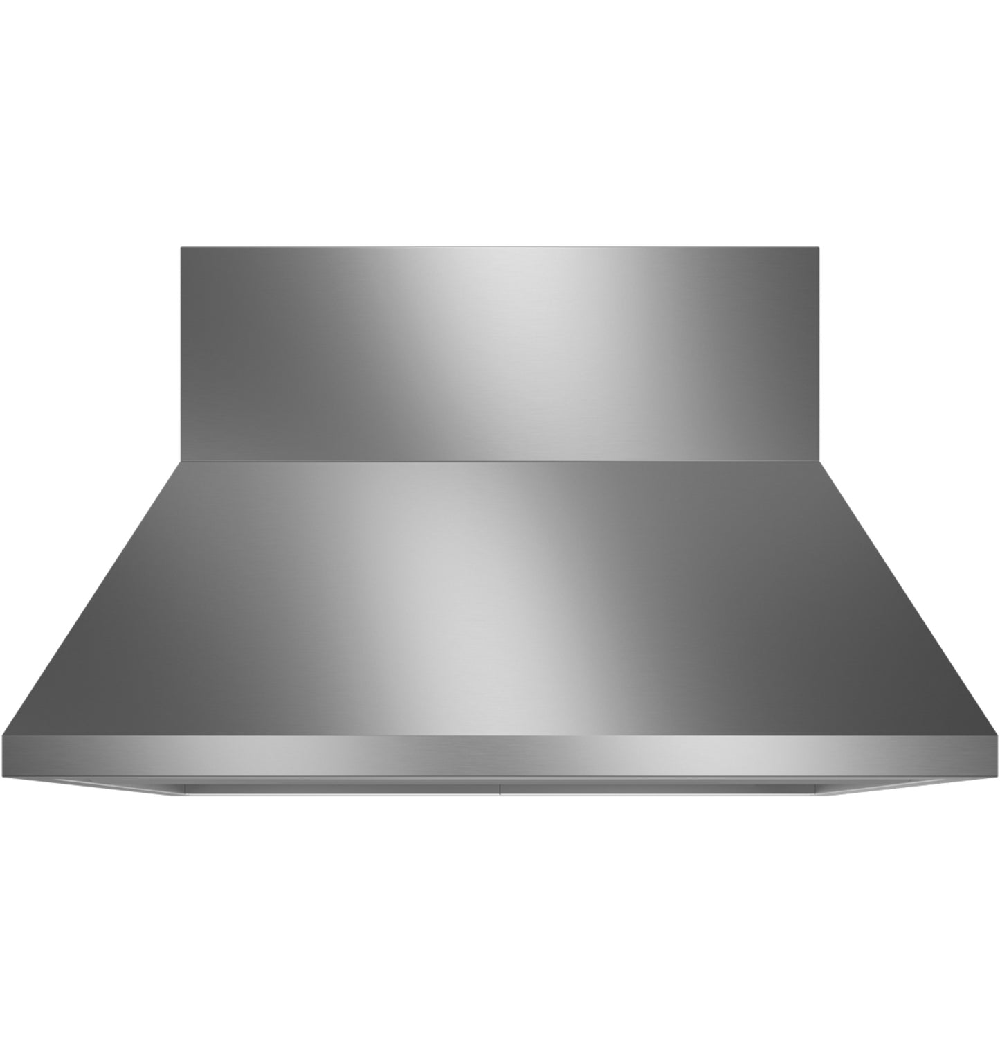 Wide stainless steel professional range hood with minimalist design for kitchen and home improvement appliances collection