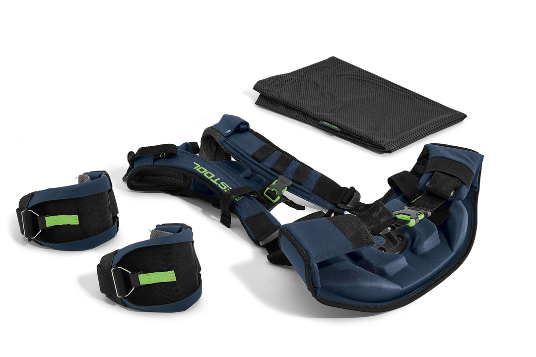 Ergonomic navy and black support harness with adjustable straps and padding for comfortable use in power tool accessories collection