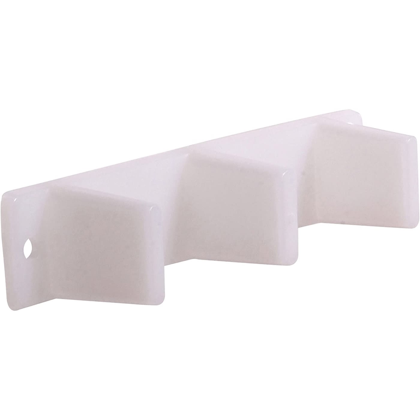 White plastic sliding door glide with triple notches for smooth double door movement in hardware and home improvement