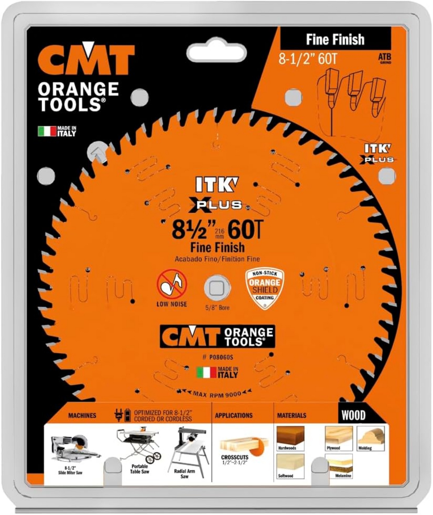 CMT Orange Tools 8-1/2" 60T Itk-Xplus® Finish Sliding Compound Saw Blade