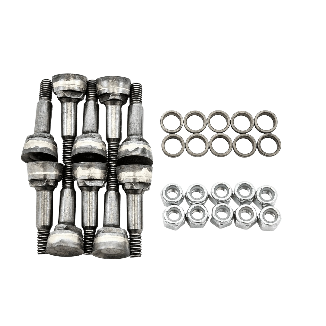 Set of 10 durable wear-resistant stump grinder teeth with matching nuts and washers, designed for reliable performance in parts and lubricants collections.